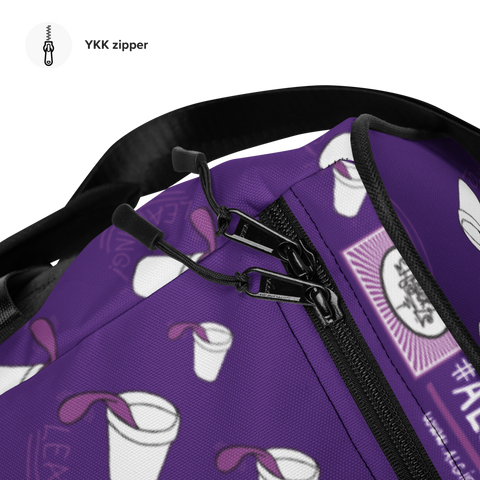 Leaning (Repeating Design) Duffle Bag - Purple