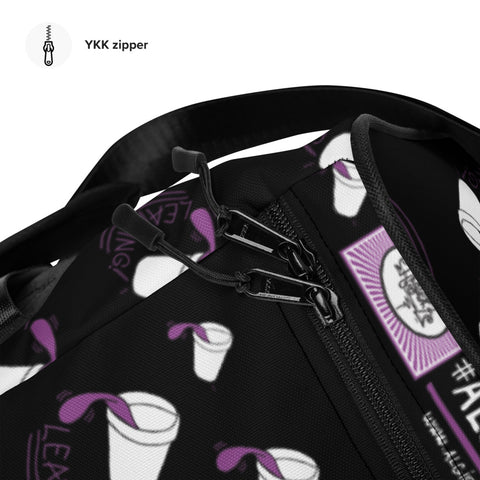 Leaning (Foam Cup) Repeating Design - Black Duffle Bag