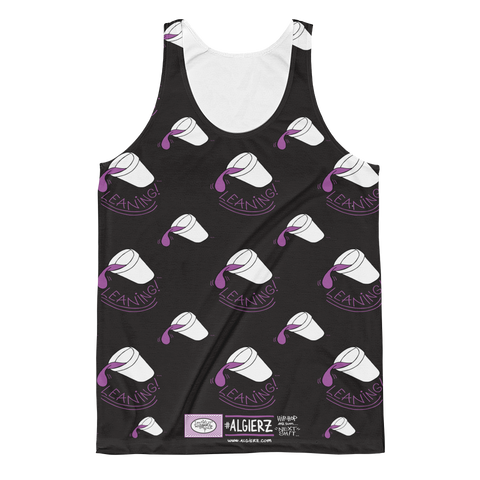 Leaning Foam Drank Cup Repeating Design - Tank Top (Black)