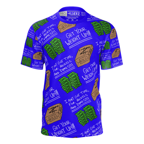 Get Your Weight Up (Repeating Design) - T-Shirt, Blue REMIX