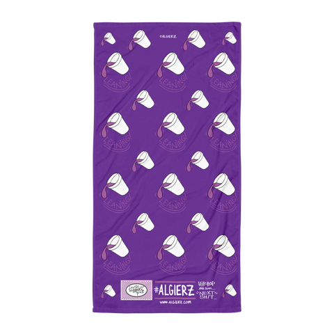 Leaning Foam Drank Cup Repeating Design - Beach Blanket Towel (Purple)