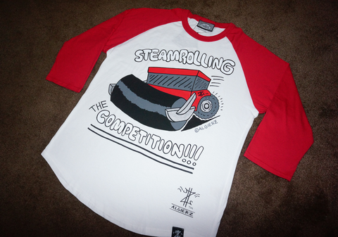 Steamrolling The Competition (red/white) Long Sleeve Raglan