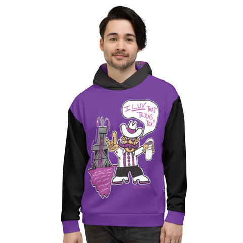 I Love That Texas Tea, Pull-Over Hoodie, Purple with Black REMIX