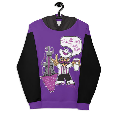 I Love That Texas Tea, Pull-Over Hoodie, Purple with Black REMIX