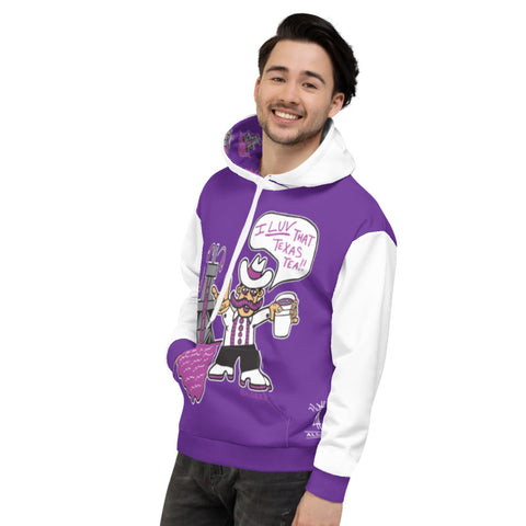 I Love That Texas Tea, Pull-Over Hoodie, Purple with White REMIX