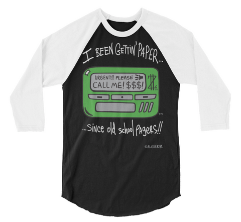 Old School Pager (black with white sleeves) Raglan