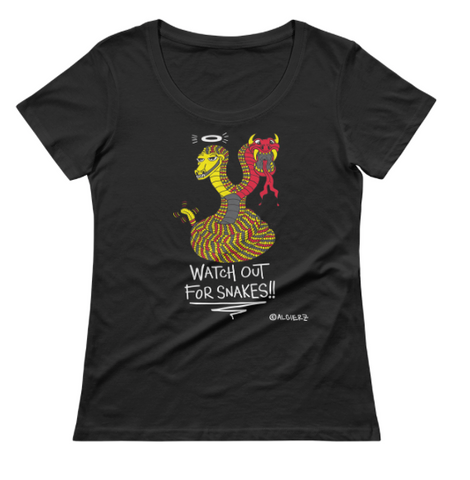 Watch Out For Snakes (black) Ladies Shirt